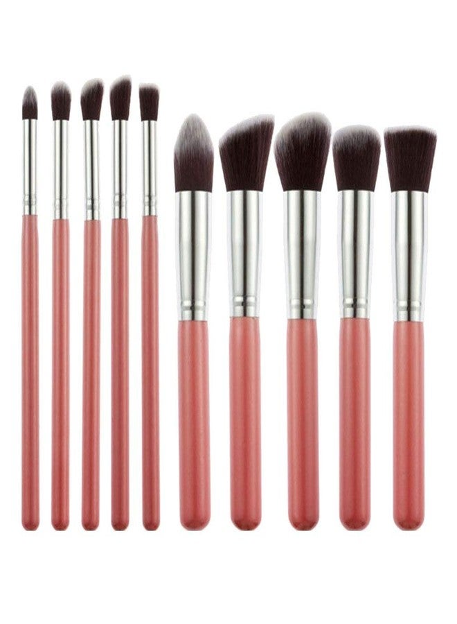 TYA GIRL Makeup Brush Set, Pink silver Foundation, Eyeshadow pack of 10 - Image 1