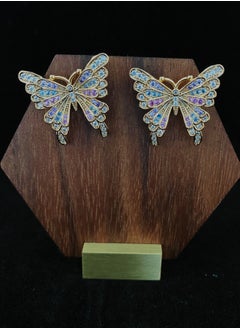 Generic Hanaa 925 Sterling Silver Multi-Color Zirconia Butterfly Studs Earrings for Women and Girls Fashion Comes with a Gift Box Everyday Jewelry  - Image 2