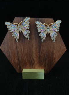 Generic Hanaa 925 Sterling Silver Multi-Color Zirconia Butterfly Studs Earrings for Women and Girls Fashion Comes with a Gift Box Everyday Jewelry  - Image 1