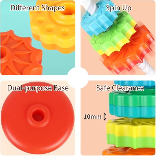 STOFFIER GARTEN Baby Spinning Stacking Toys for Toddlers 1-3, Rainbow Ring Stacker Montessori Toys for Babies 6-12 Months, 1 2 3 One Year Old Girl Boy Christmas Birthday Gift - Image 5