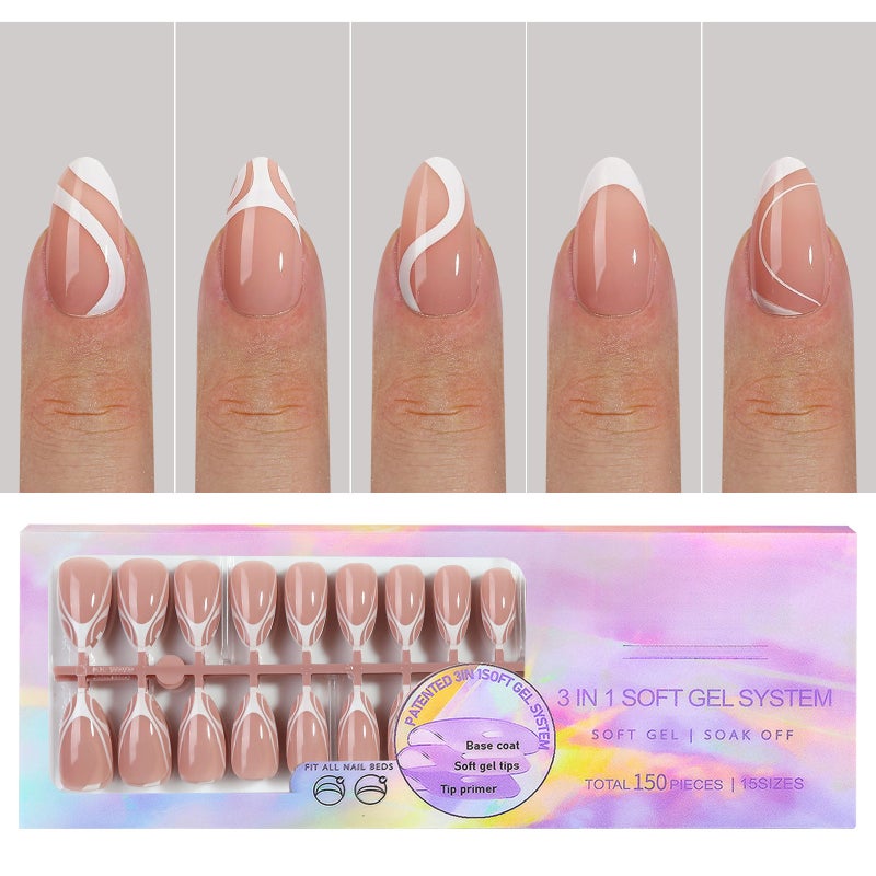Nail Art Wearable Nail Art Removable Nail Art Nail Art Fake Nail Stickers 15 Sizes Total 150pcs - Image 1