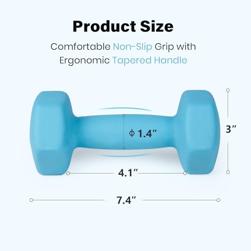 LIONSCOOL Neoprene Coated Dumbbell Weights (Skyblue 6lb Pair) - Image 4