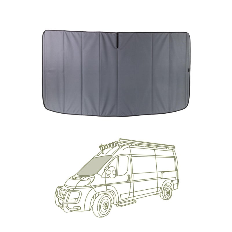 VanEssential Insulated Blackout Front Windshield Cover Designed for RAM Promaster Van Years 2014 to Current Model Charcoal Gray