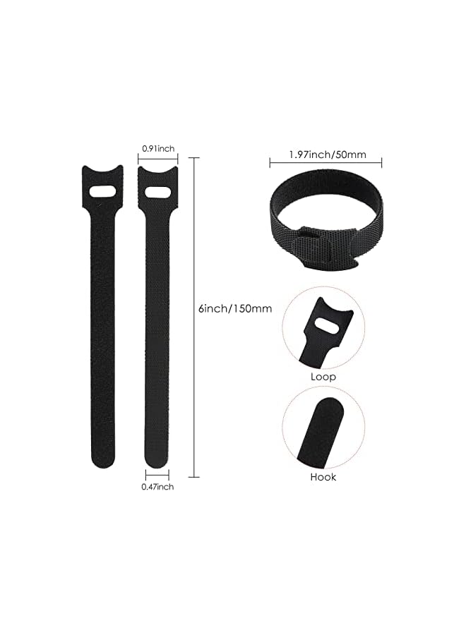 promass 120PCS 6 Inch Reusable Cable Ties Wire Ties Cable Clips Cord Organizer Cable Organizer Adjustable Cable Management Black - Image 2