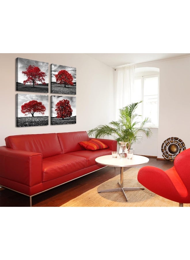 Home Trove Djsylife Black White And Red Tree Wall Decor For Living Room  - Image 2