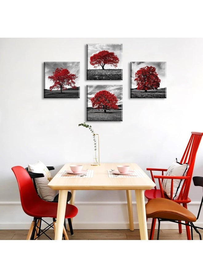 Home Trove Djsylife Black White And Red Tree Wall Decor For Living Room  - Image 4