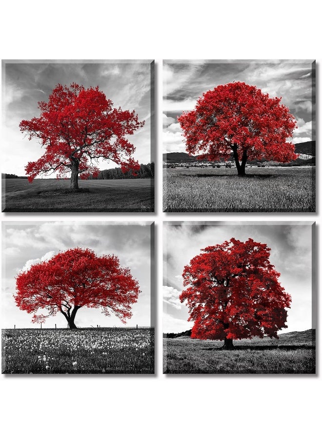 Home Trove Djsylife Black White And Red Tree Wall Decor For Living Room  - Image 1