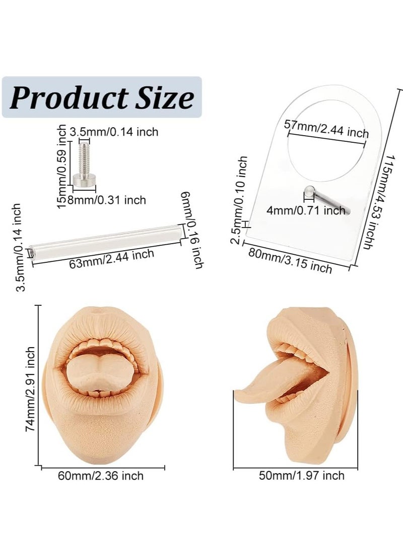 KASTWAVE - Silicone Tongue Mouth Model, Flexible Model Body Part Display with Acrylic Stand Lifelike Human Model Simulation for Jewelry Display Teaching Tool Earrings Practice (Skin Color) - Image 1