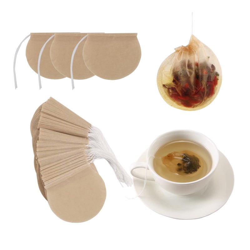 400pcs Loose Leaf Tea Empty Tea Bags  Round Natural Disposable Tea Filter Bags Unbleached Paper Drawstring Tea  Coffee Brewing  Soup Bags