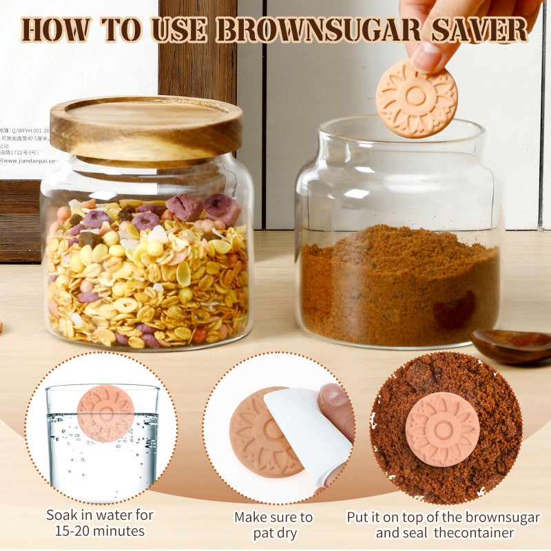 Maxdot 2 Pack Brown Sugar Keeper Container with Spoon, 500 ml / 0.53 Qt Glass Brown Sugar Storage Container with Wooden Spoon and Lid, Clear Glass Storage Jar for Baking, Salt and Snacks Saver - Image 3