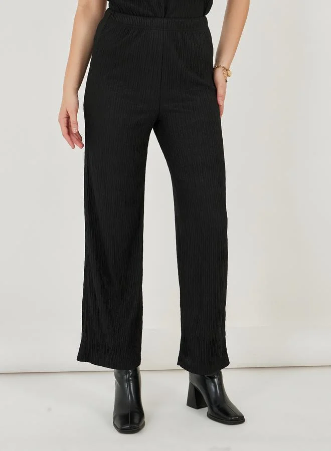 Styli Textured Waistcoat & Straight Leg Pants Co-Ords