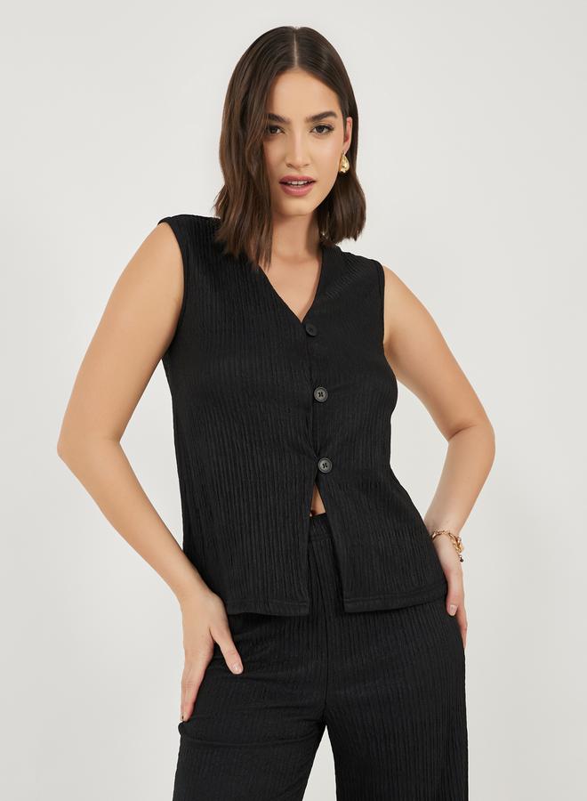 Styli Textured Waistcoat & Straight Leg Pants Co-Ords  - Image 2