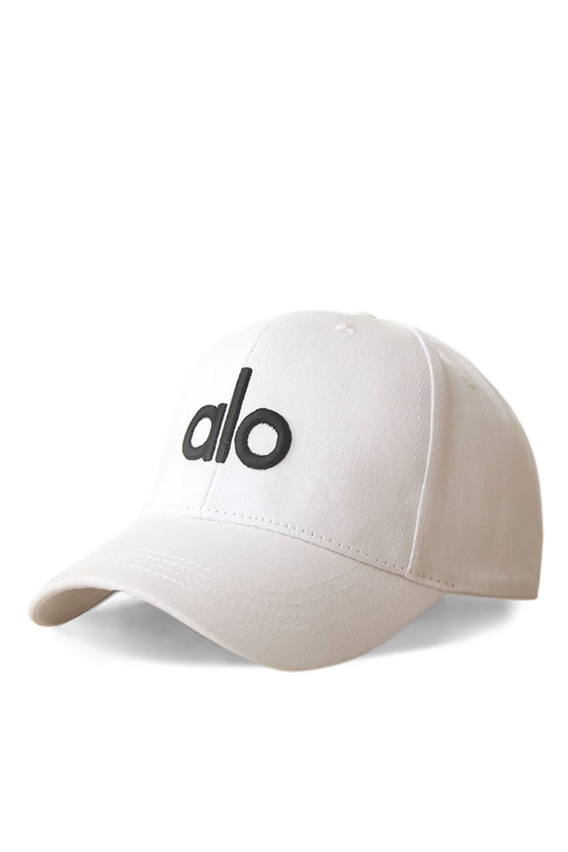alo White Baseball Cap Contrast Black Alo Embroidery