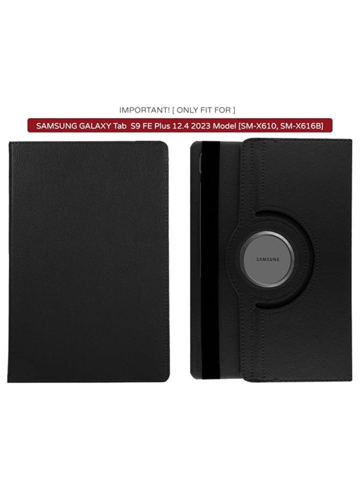 Samsung Galaxy Tab S9/S9 FE Case 360 Degree Rotating Stand Auto Sleep/Wake PU Leather Corner Protection (Black) - Image 2