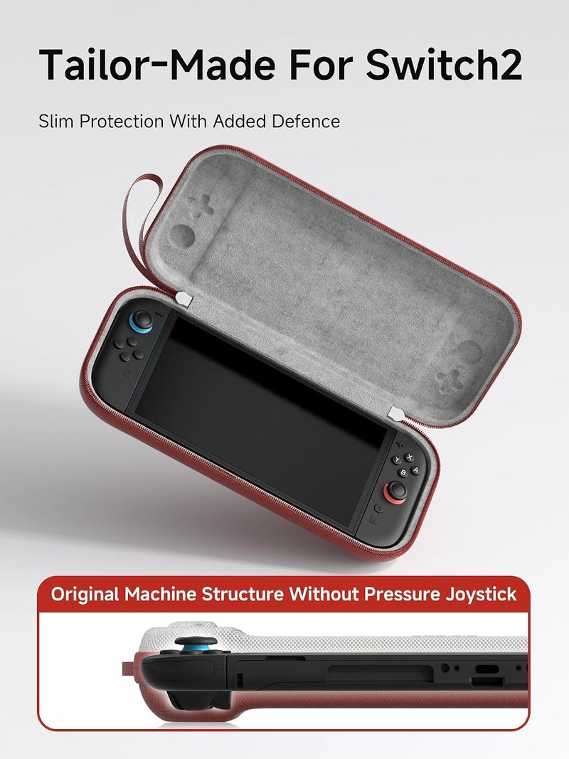هاجيبس حقيبة حمل لـ Nintendo Switch 2 2025، منظم تخزين لـ 10 خراطيش ألعاب، غلاف صلب واقٍ، حقيبة سفر محمولة، جراب يدوي (أحمر) - Image 2