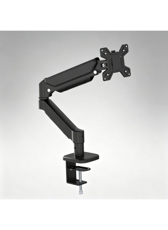 Adjustable Gas Spring Single Monitor Arm Desk Mount, Full Motion Articulating, VESA Compatible for 21-32 inch Screens with Clamp and Grommet Base - Image 1