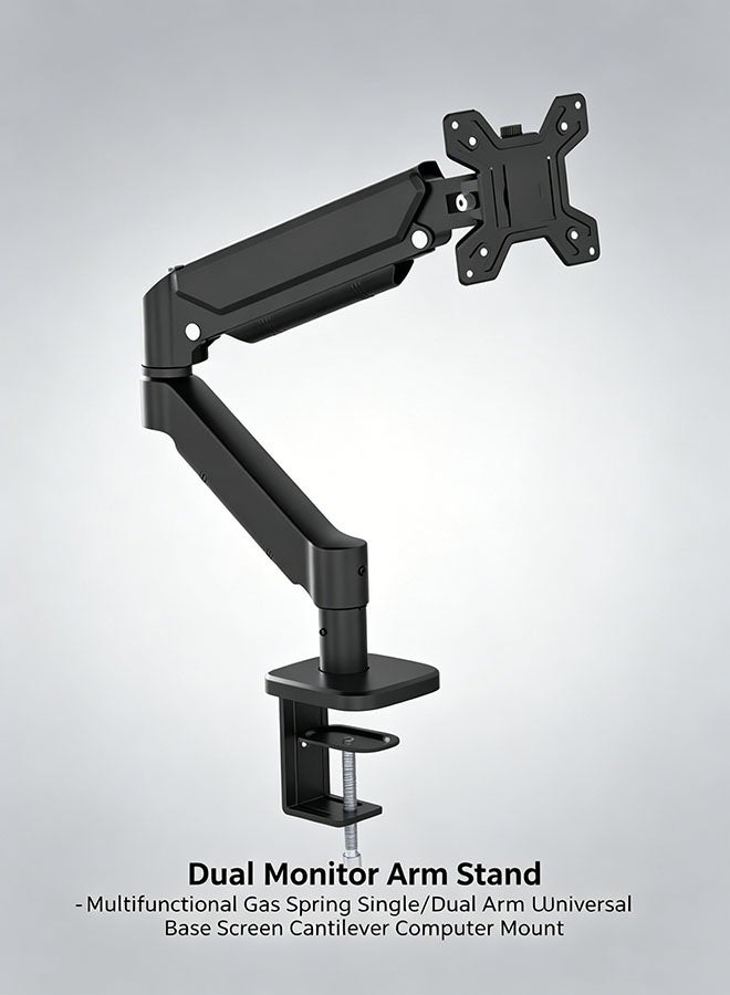 Adjustable Gas Spring Single Monitor Arm Desk Mount, Full Motion Articulating, VESA Compatible for 21-32 inch Screens with Clamp and Grommet Base - Image 2
