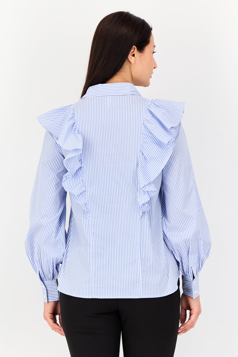 SELECTED Women Regular Fit Long Sleeve Stripe Casual Shirt, Multicolor - Image 3