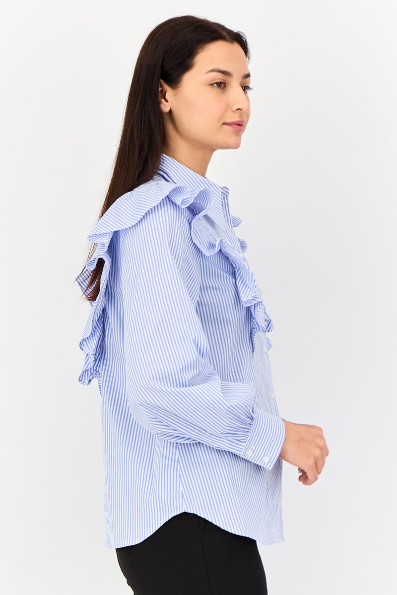 SELECTED Women Regular Fit Long Sleeve Stripe Casual Shirt, Multicolor - Image 2