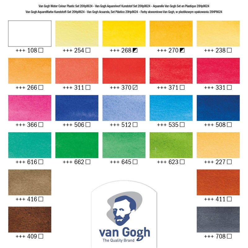Van Gogh Watercolor Paint Set, Plastic Pocketbox, 24-Half Pan General Selection - Image 4