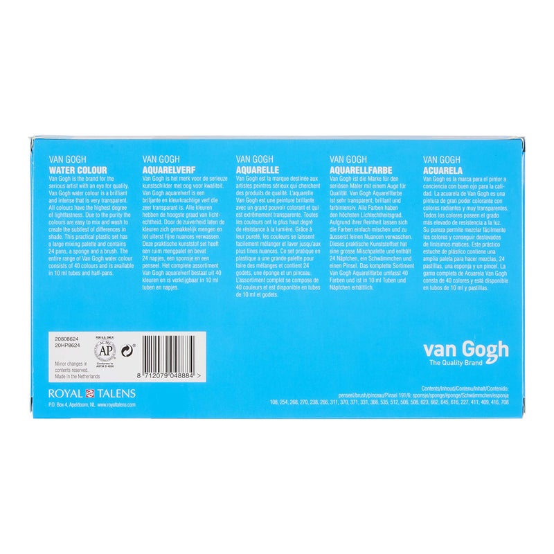 Van Gogh Watercolor Paint Set, Plastic Pocketbox, 24-Half Pan General Selection - Image 2