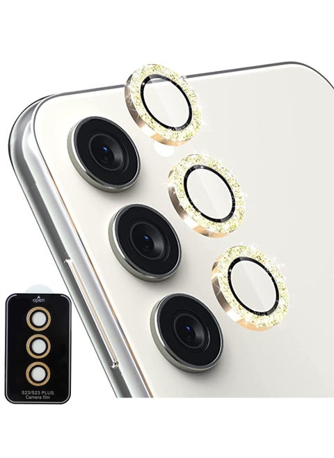 3 Pcs Samsung Galaxy S23 / S23 Plus Camera Lens Protector, 9H Tempered Glass + Aluminum Alloy Metal Individual Lens Screen Protective Ring for S23 / S23+ 5G