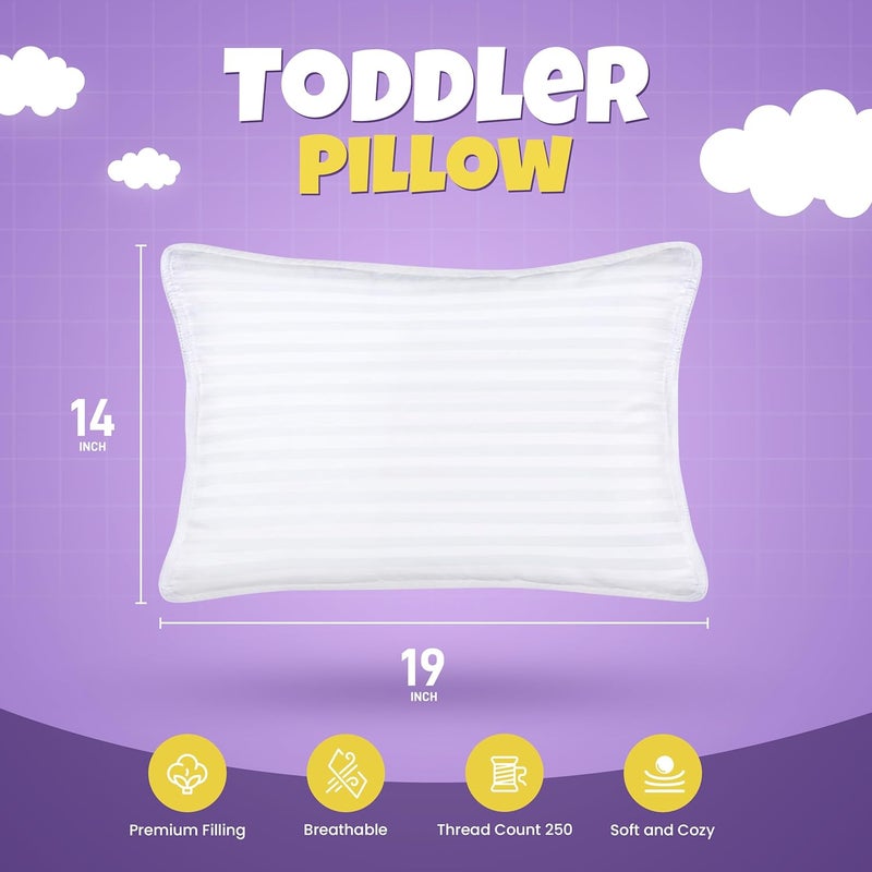 Utopia Bedding Toddler Pillow (White, 2 Pack), 14x19 Small Pillow for Kids, Soft and Breathable Cotton Blend Shell, Polyester Filling, Perfect for Toddler Bed and Travel (Intended for Age 2 and up) - Image 2