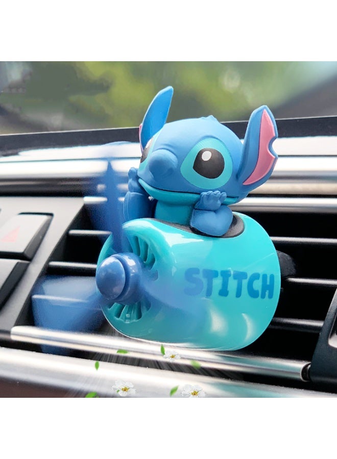 Halamodo Car Air Freshener, Stitch Vent Clip Interior Accessories, Rotating Propeller Automotive Air Outlet Fan Creative Cartoon Air Fresheners for Car (Blue) - Image 1
