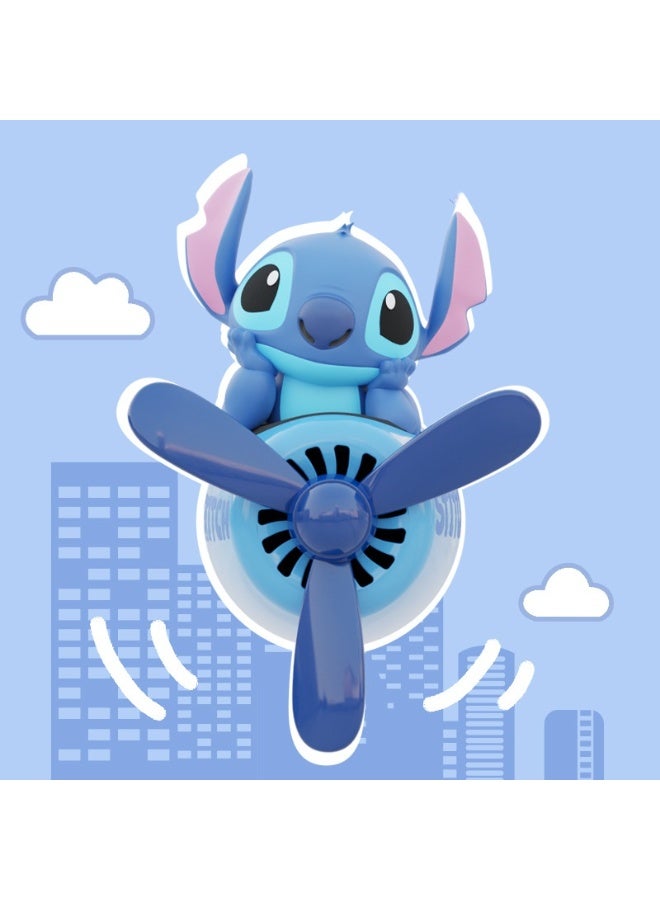 Halamodo Car Air Freshener, Stitch Vent Clip Interior Accessories, Rotating Propeller Automotive Air Outlet Fan Creative Cartoon Air Fresheners for Car (Blue) - Image 2