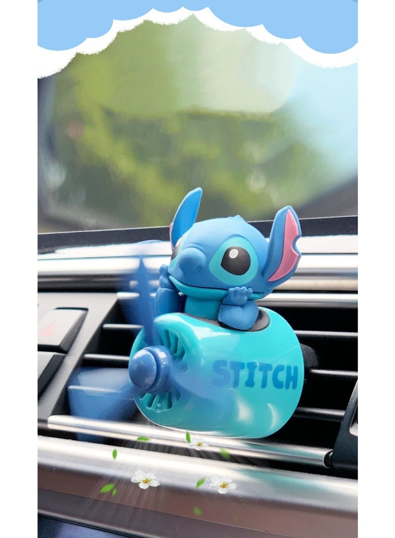 Halamodo Car Air Freshener, Stitch Vent Clip Interior Accessories, Rotating Propeller Automotive Air Outlet Fan Creative Cartoon Air Fresheners for Car (Blue) - Image 3