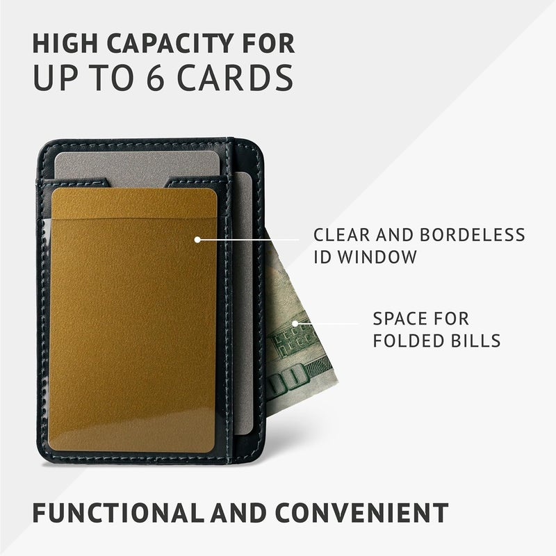 Vaultskin Brixton Slim Card Holder with ID Window - Minimalist Front Pocket Leather Wallet with RFID Protection for Men and Women (Brixton) - Image 5