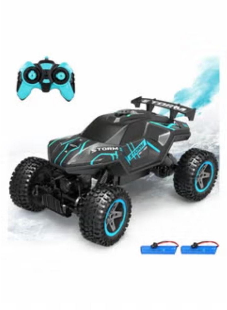 RC Cars 1/16 Scales Remote Control Car 4WD Off-Road Rock Crawler,2.4GHz All Terrain Monster Truck with Rear Fog Stream 5 LED Lighting Modes,2 Battery for 60 Min Play, Toy Boys - Image 1