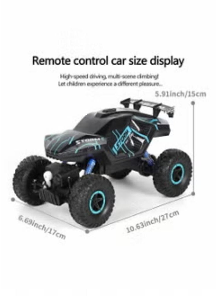 RC Cars 1/16 Scales Remote Control Car 4WD Off-Road Rock Crawler,2.4GHz All Terrain Monster Truck with Rear Fog Stream 5 LED Lighting Modes,2 Battery for 60 Min Play, Toy Boys - Image 2