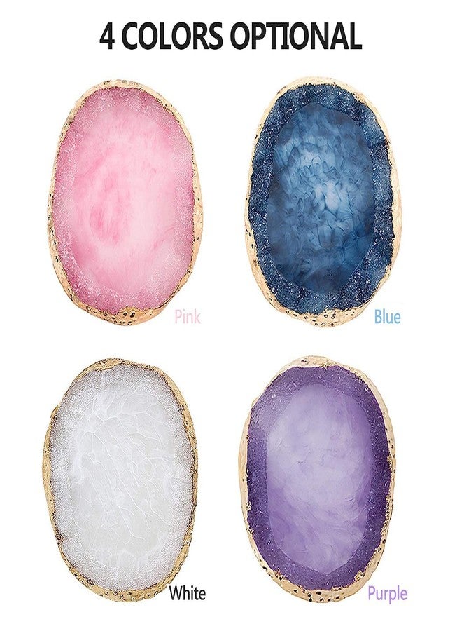 Generic Nail Art Agate Palette Golden Edges Nail Holder Resin Paint Palette Nail Piece Display Tool | - Image 4
