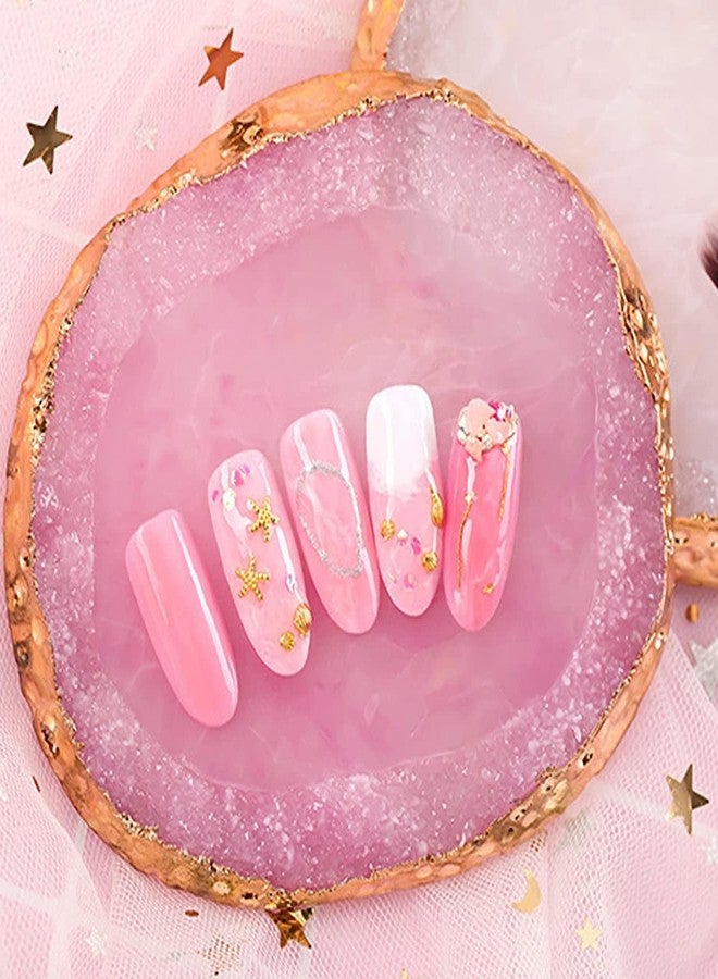 Generic Nail Art Agate Palette Golden Edges Nail Holder Resin Paint Palette Nail Piece Display Tool | - Image 5