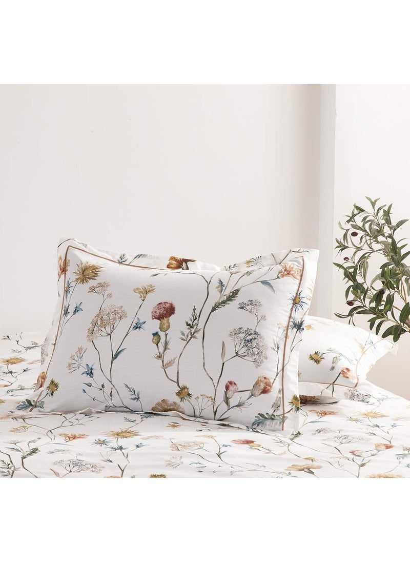 SLEEPBELLA SLEEPBELLA Comforter Queen Size  600 Thread Count Cotton White Printed with Blue & Blush Flowers Cotton Comforter Set Down Alternative Bedding Set 3Pcs(Queen  White Floral)  - Image 5