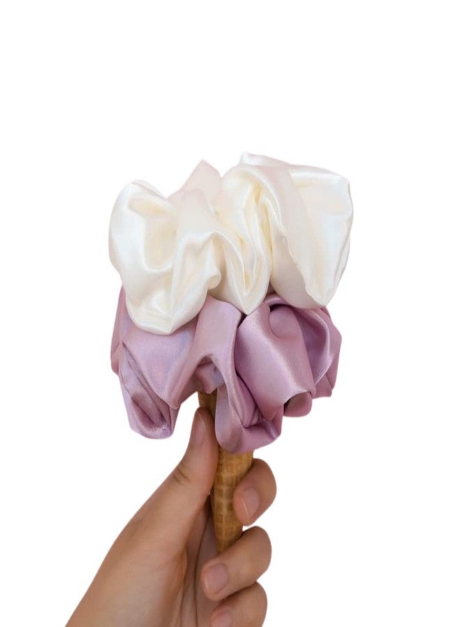 Atrube's Luxury Satin Silk Scrunchies For Women and Girls COMBO OF 3 Extra Oversized Hair Silk Ties Pastel Colors For Less Hairfall Rubber Band Scrunchy best yift For Mother Sister - Image 2