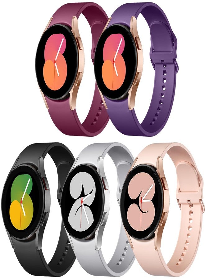 Lerobo 5 Pack Compatible with Galaxy Watch 7 6 5 4 Band 40mm 44mm/ Galaxy Watch 6 4 Classic Band 43mm 47mm 46mm 42mm/Watch 5 pro 45mm,Active 2, 20mm Watch Band Soft Silicone Sport Women Men - Image 1