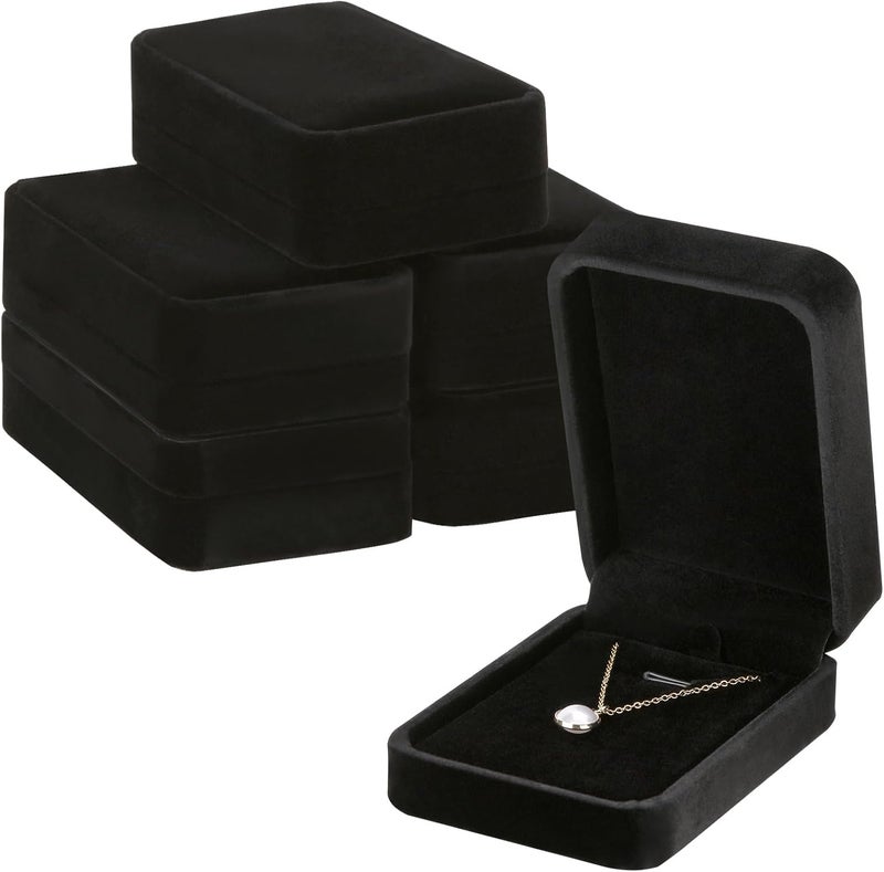 LETURE 6 Pieces Velvet Jewelry Gift Boxes for Necklace Pendant Bracelet Ring Earring, Jewelry Storage Display Case for Christmas Wedding Engagement Birthday Anniversary (Pendant Box STYLE-6PCS) - Image 3