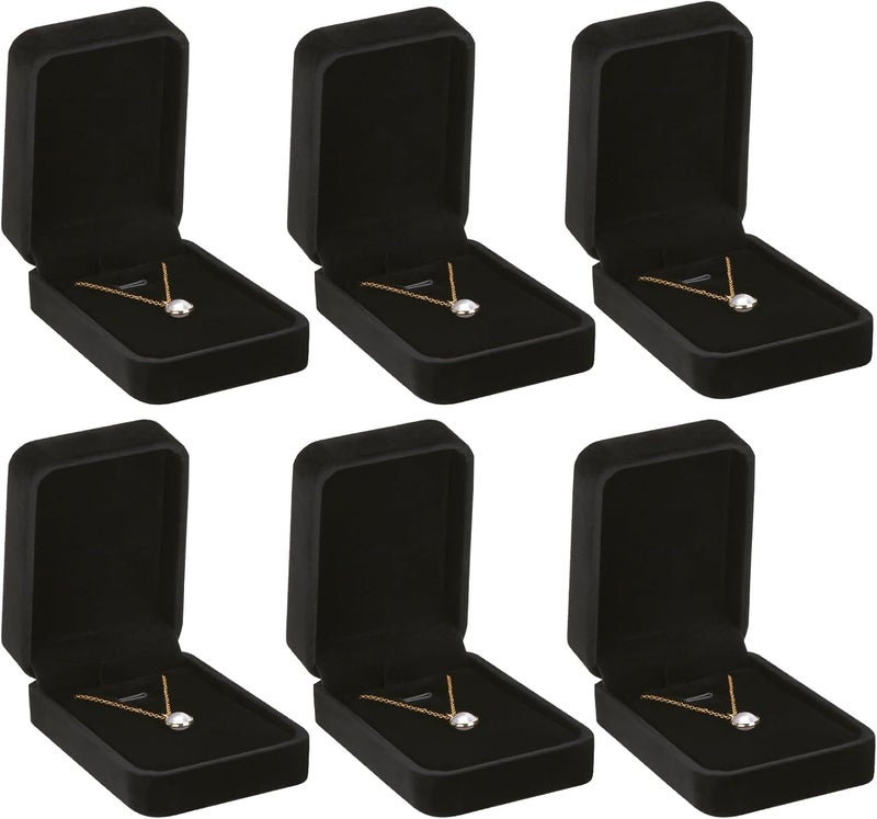 LETURE 6 Pieces Velvet Jewelry Gift Boxes for Necklace Pendant Bracelet Ring Earring, Jewelry Storage Display Case for Christmas Wedding Engagement Birthday Anniversary (Pendant Box STYLE-6PCS) - Image 1