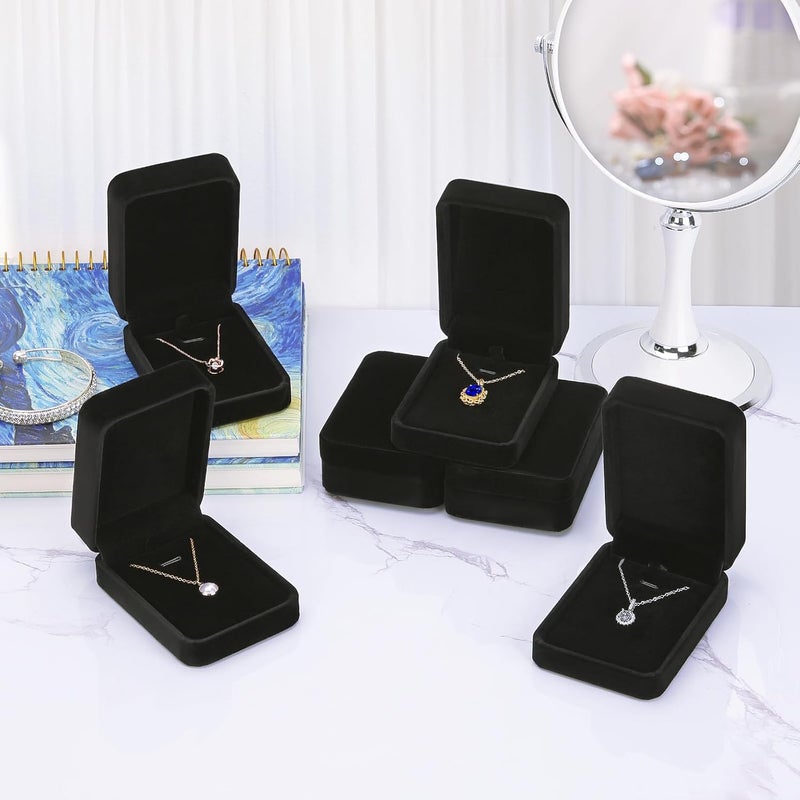 LETURE 6 Pieces Velvet Jewelry Gift Boxes for Necklace Pendant Bracelet Ring Earring, Jewelry Storage Display Case for Christmas Wedding Engagement Birthday Anniversary (Pendant Box STYLE-6PCS) - Image 2