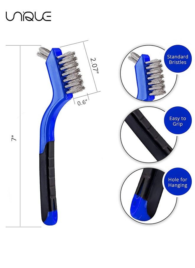 مجموعة فرش سلكية من 3 قطع - شعيرات نايلون / نحاس / ستانلس ستيل مع مقبض منحني لفرك الصدأ والأوساخ والطلاء مع التنظيف العميق - 7 بوصات (أزرق) - pzsku/Z3565706B935B5A496B99Z/45/_/1728550892/30430248-3b02-40e8-ab39-69048dd6bd26