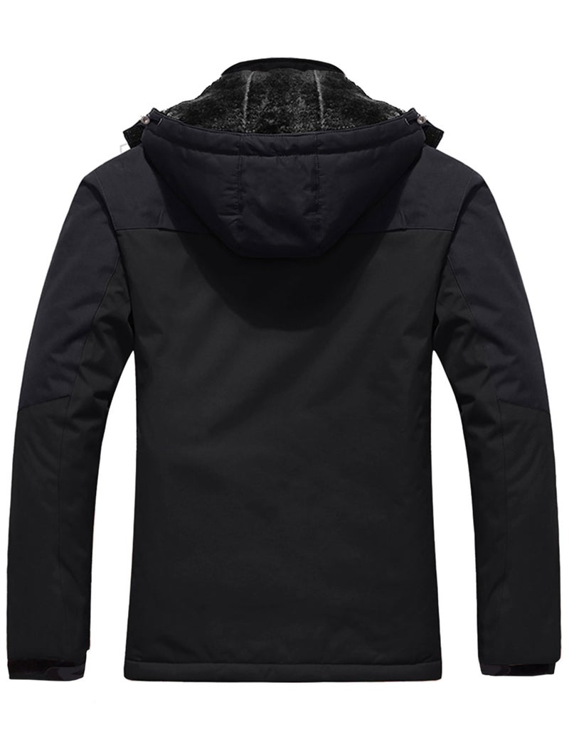 Wantdo Men's Waterproof Mountain Jacket Fleece Windproof Ski Jacket US L Black L - Image 2