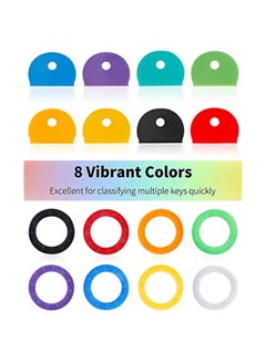 Generic 16 Pack Key Cap Tags In 8 Assorted Colors Plastic Key Id Coding Tag Covers For Standard Flat House Keys 2 Styles  - Image 2