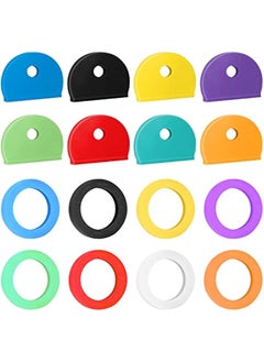 Generic 16 Pack Key Cap Tags In 8 Assorted Colors Plastic Key Id Coding Tag Covers For Standard Flat House Keys 2 Styles  - Image 1