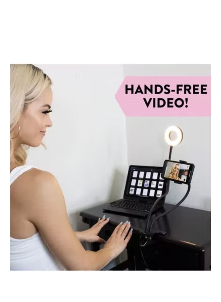 Selfie Ring Light with Cell Phone Holder Stand for Live Stream/Makeup LED Camera Lighting [3-Light Mode] [10-Level Brightness] with Flexible Arms Compatible with iPhone 8 7 6 Plus X Android  - Image 4