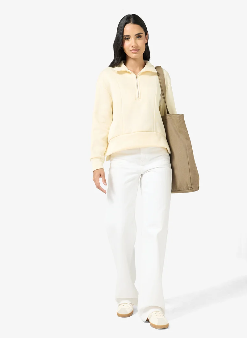 Ginger Basics Soft Touch Zip Up Oversize Sweatshirt