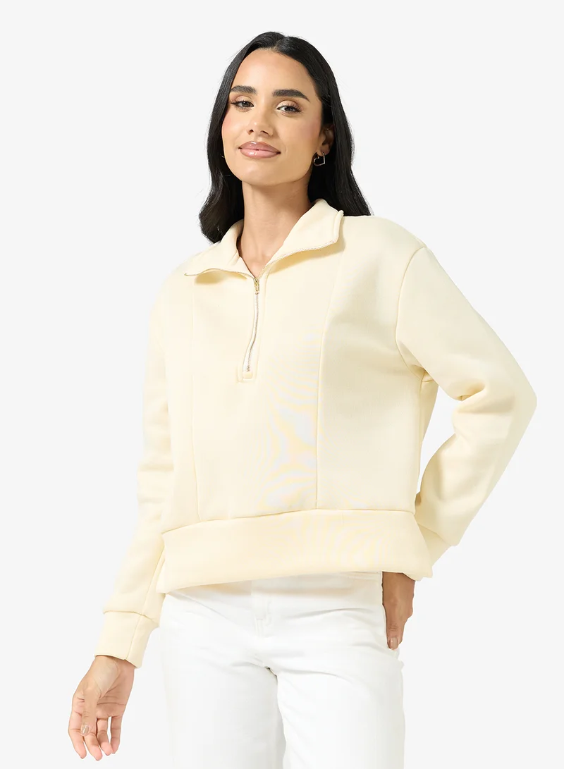 Soft Touch Zip Up Oversize Sweatshirt