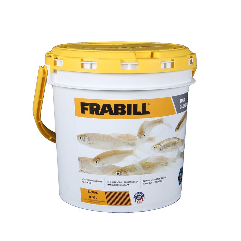 Frabill 2.2 Gallon Bait Bucket, White and Yellow (4820) - Image 1