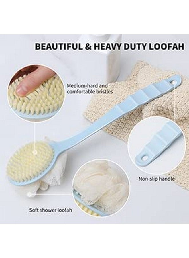 MWSLY 2 IN 1 Back Body Bath shower Brush with Bristles and Loofah Back Scrubber with Curved Long Handled for Skin Exfoliating Bath,Massage Bristles Suitable for Wet or Dry, Men and Women (MultiColor) - Image 2